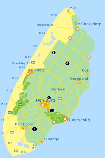 Locaties strandpalen op Texel